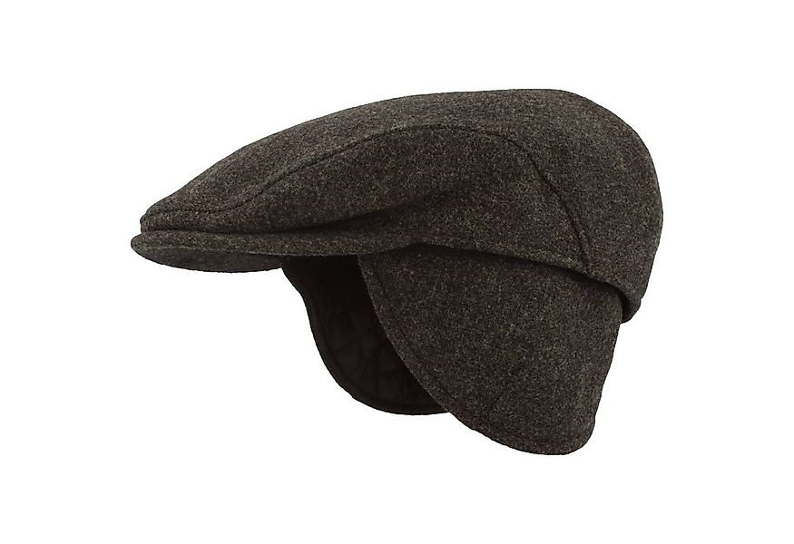Breiter Schiebermütze Flatcap aus reiner Wolle mit Ohrenklappen günstig online kaufen