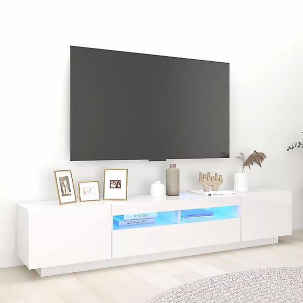 Tv-schrank Mit Led-leuchten Hochglanz-weiß 200x35x40 Cm günstig online kaufen