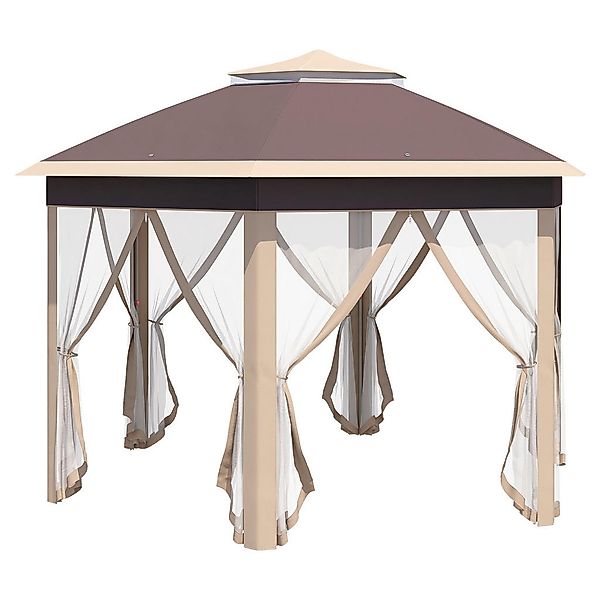 Outsunny Faltpavillon hellbraun Metall B/H/L: ca. 405x285x405 cm günstig online kaufen