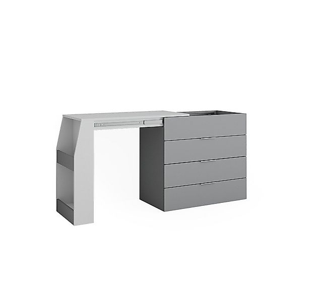 Vicco Schreibtisch Iva, Grau, 95.5 x 80 cm ausklappbar, 4 Schubladen (1-St) günstig online kaufen