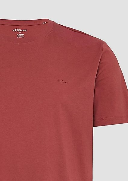 s.Oliver Kurzarmshirt Baumwoll-T-Shirt mit kleinem Logo-Print Logo günstig online kaufen