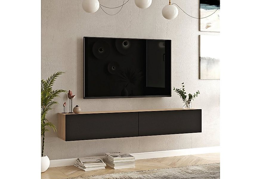 en.casa TV-Schrank »Lapinlahti« 180x31,5x29,5cm Eichenoptik/Schwarz günstig online kaufen