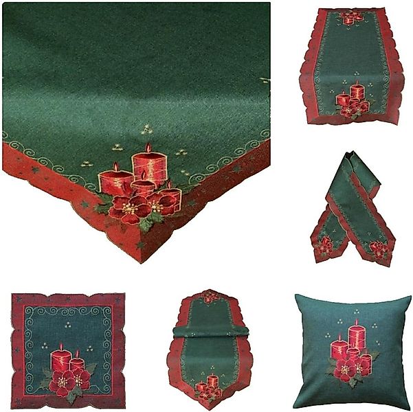 texpot Tischdecke Tischläufer Stickerei Kerzen Winter Weihnachten (1-tlg) günstig online kaufen