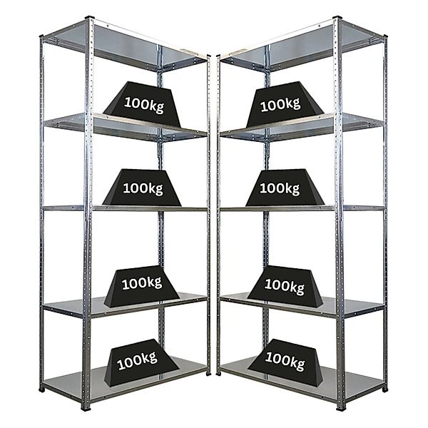 PROREGAL Mega Deal 2x Schraubregal Haldor HxBxT 180x90x40cm Fachlast 100 kg günstig online kaufen