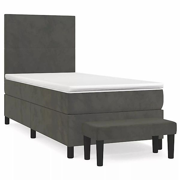 vidaXL Boxspringbett mit Matratze Dunkelgrau 80x200 cm Samt1398506 günstig online kaufen