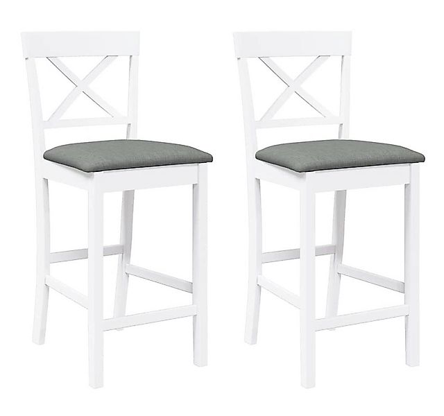 vidaXL Barhocker Barhocker mit Kissen 2 Stk. Weiß Massivholz Gummibaum (2 S günstig online kaufen