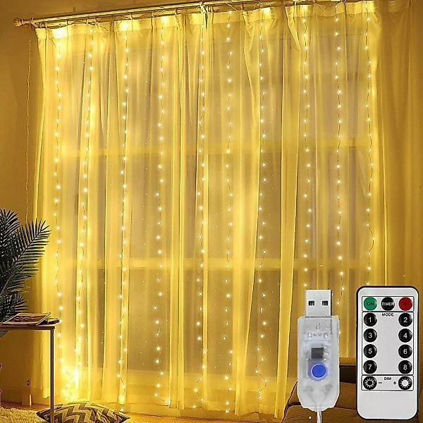 MUPOO LED-Lichtervorhang 3M*3M 300 LED USB günstig online kaufen