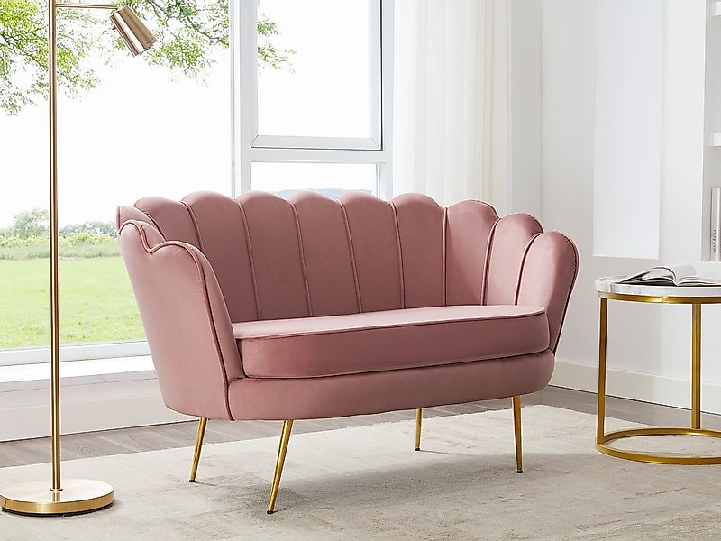 Muschelsofa 2-Sitzer - Samt - Rosa - DANDELION von Pascal Morabito günstig online kaufen