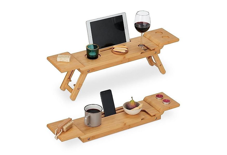 relaxdays Badewannenablage Bambus Badewannenablage mit Füßen günstig online kaufen