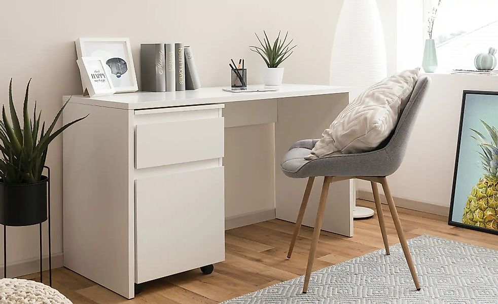 Schreibtisch  BEN ¦ weiß ¦ Maße (cm): B: 130 H: 75 T: 55.0 Tische > Schreib günstig online kaufen