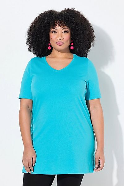 Ulla Popken Longshirt Longshirt A-Linie V-Ausschnitt Halbarm günstig online kaufen