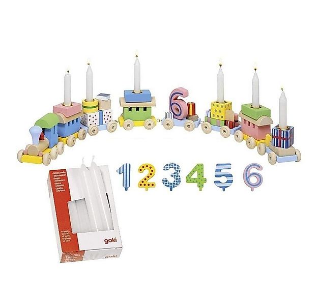 goki Kerzenständer Geburtstagszug mit Kerzen Weiß, Kindergeburtstag Holz Za günstig online kaufen