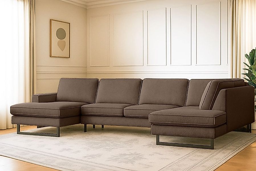 Home affaire Wohnlandschaft »Pinto, 350 cm, U-Form, XXL, mit Ottomanen« Cor günstig online kaufen