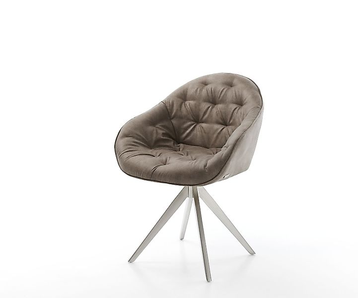 Esszimmerstuhl Gaio-Flex Mikrofaser Taupe Vintage Kreuzgestell kantig Edels günstig online kaufen