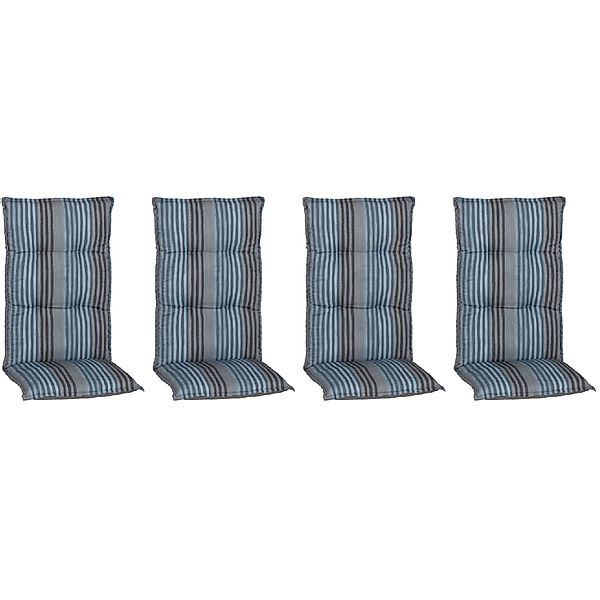 Beo Sitzauflage Hochlehner Tissa 4er-Set Blau-Grau günstig online kaufen