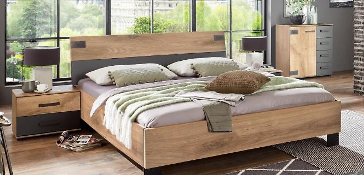 Futonbett 140x200 MALMÖ von WIMEX plankeneiche/graphit günstig online kaufen