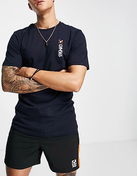 Gym 365 – T-Shirt in Marineblau mit seitlichem Print günstig online kaufen