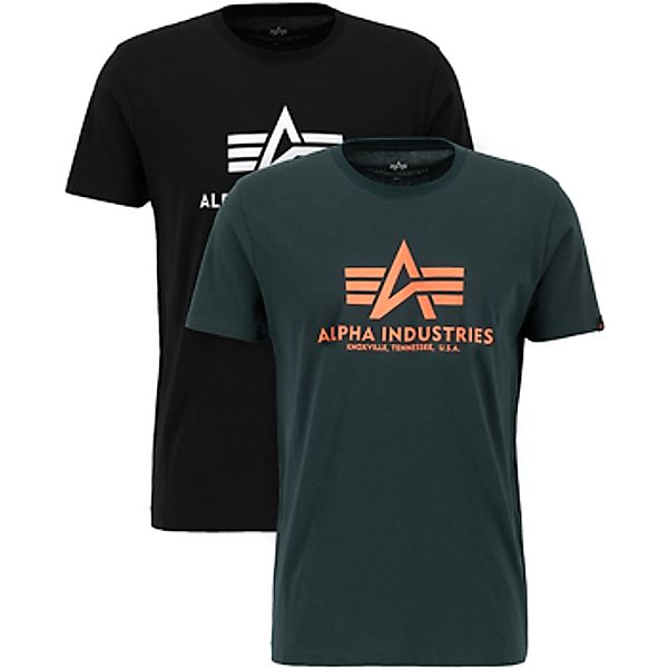 Alpha Industries  T-Shirt Basic T-Shirt 2 Pack - black/dark petrol günstig online kaufen