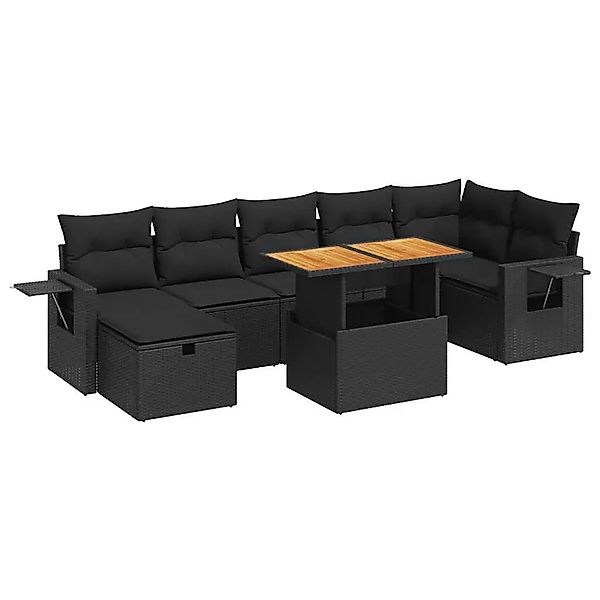 vidaXL 5Tlg Garten-Sofagarnitur mit Kissen Schwarz Poly Rattan Akazie 33280 günstig online kaufen