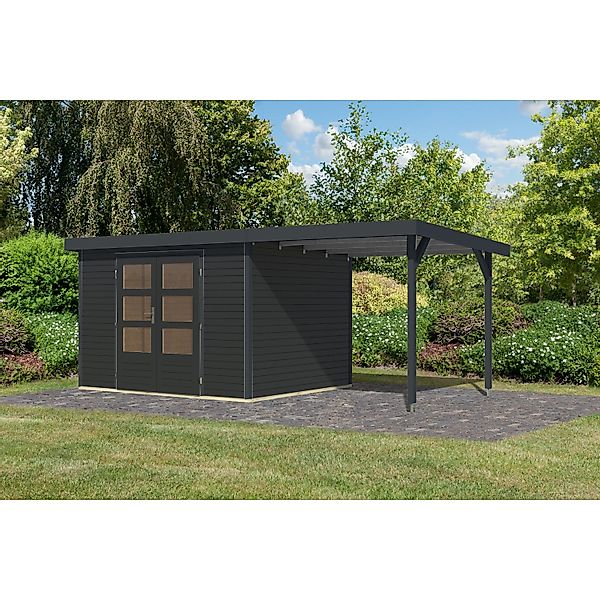 Karibu Gartenhaus Ernesto 5 C Anbaudach Anthrazit/Anthrazit 209 x 298 x 242 günstig online kaufen