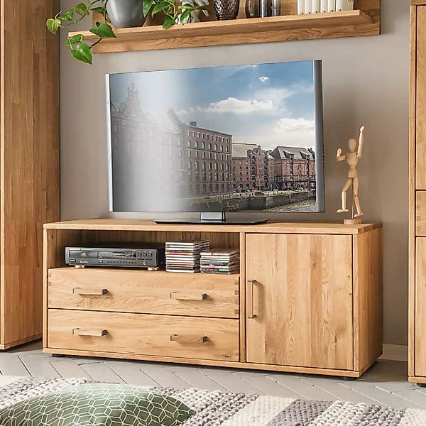 Fernsehmöbel aus Eiche Massivholz Schublade günstig online kaufen