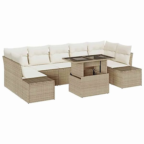 vidaXL Sofa Set mit Kissen 8-Tlg Beige und Creme Poly-Rattan 3349137 günstig online kaufen