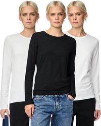 pieces Langarmshirt Basic Rundhalsshirts im 3er günstig online kaufen