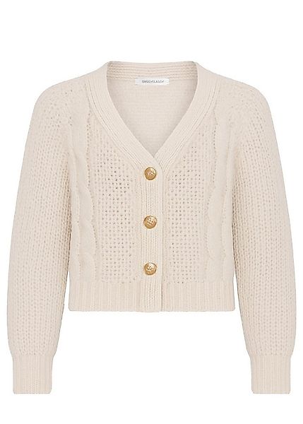 SASSYCLASSY Cardigan Zopfstrick-Cardigan mit Knopfleiste für Damen Lockerer günstig online kaufen