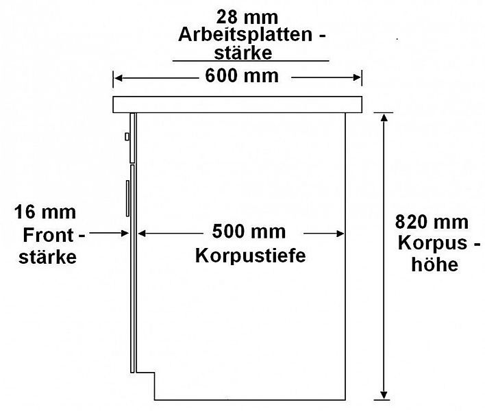 Küchen-Preisbombe Unterschrank 60 cm Küche Omega Schwarz Weiss Küchenzeile günstig online kaufen