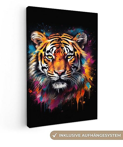 OneMillionCanvasses® Leinwandbild Tiger - Graffiti - Tiere - Schwarz, Fotod günstig online kaufen