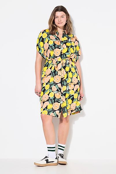Studio Untold Hemdblusenkleid Hemdblusen-Midikleid Fruits-Print Bindegürtel günstig online kaufen