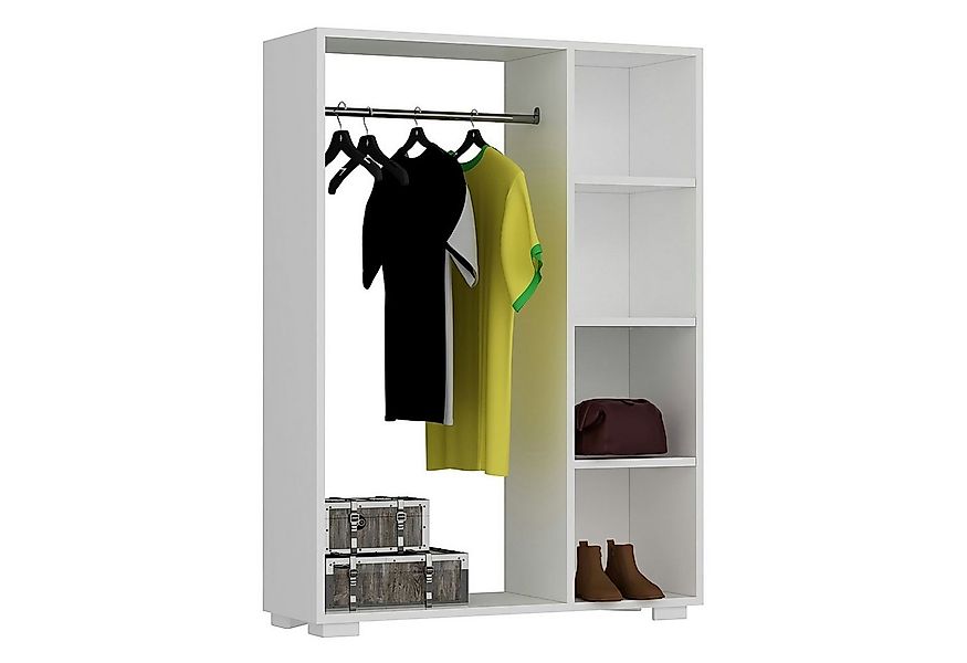 en.casa Kleiderschrank »Nesbyen« mit Garderobenstange Weiß günstig online kaufen