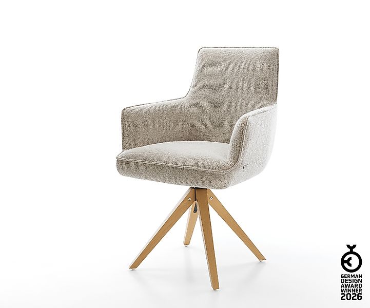 Drehstuhl Heira-Flex mit Armlehnen Webstoff Soft Beige Holzgestell kantig N günstig online kaufen