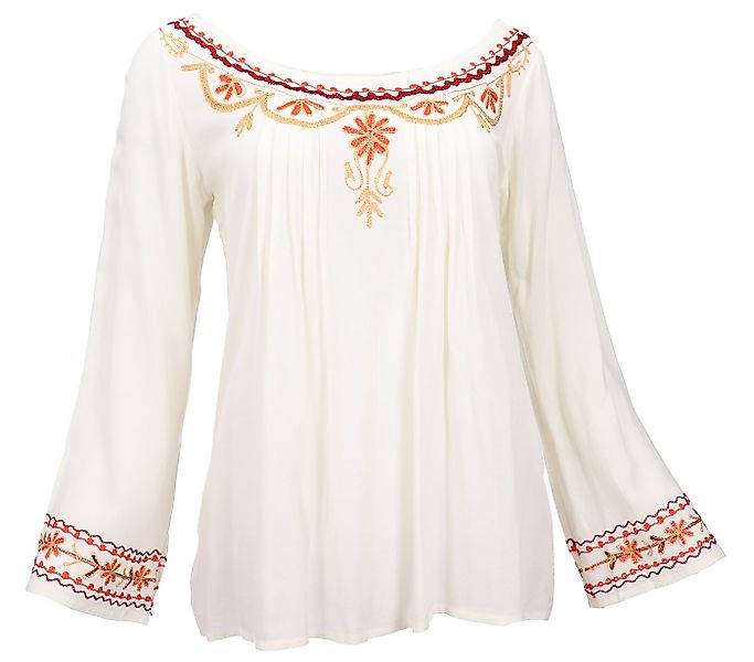 Guru-Shop Longbluse Bestickte Elfenbluse, Boho Damenbluse - cremeweiß alter günstig online kaufen