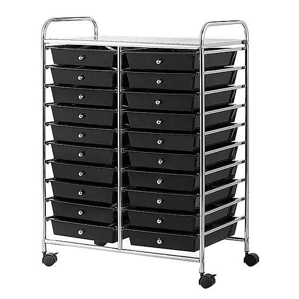 Costway Rollwagen mit 20 Stapelbaren Schubladen Badrollwagen Schwarz günstig online kaufen