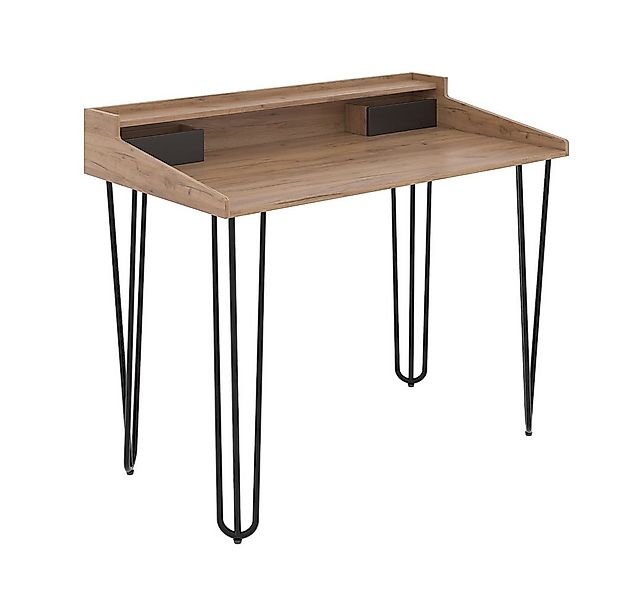 Vicco Schreibtisch Sannar, Eiche/Schwarz, 110 x 60 cm mit Schubladen günstig online kaufen