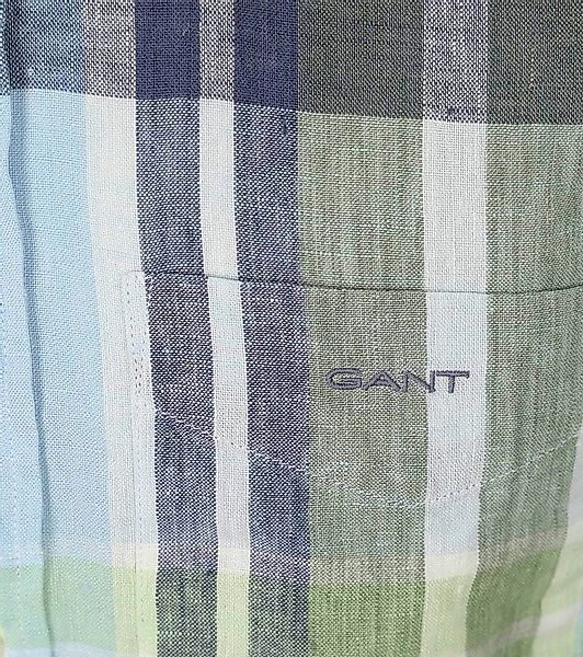 Gant Hemd Leinen Karos Blau Grün  - Größe M günstig online kaufen