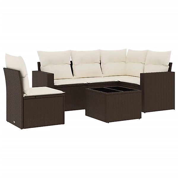 vidaXL 6-Tlg Garten-Sofagarnitur mit Kissen Braun Poly Rattan 3218973 günstig online kaufen