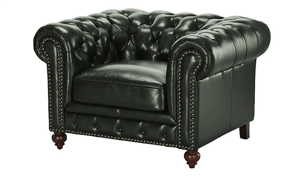 uno Ledersessel im Vintage-Look Chesterfield ¦ grün ¦ Maße (cm): B: 124 H: günstig online kaufen