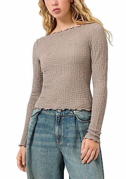 QS Langarmshirt mit gewellten Abschlüssen günstig online kaufen