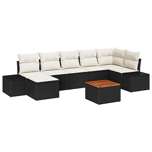 vidaXL Loungesofa 8-teilige Garten Sofa Set mit Kissen Schwarz Poly Rattan, günstig online kaufen