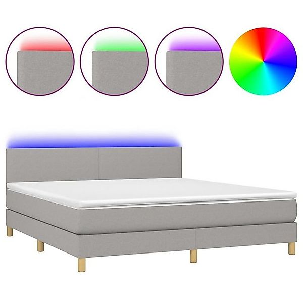 vidaXL Boxspringbett Boxspringbett mit Matratze LED Hellgrau 180x200 cm Sto günstig online kaufen