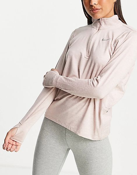 Nike Running – Element Dri-FIT – Oberteil in rosa Kalk mit kurzem Reißversc günstig online kaufen