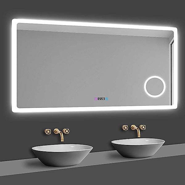 duschspa Badspiegel 80-160cm 3 Lichtfarbe, Uhr, günstig online kaufen