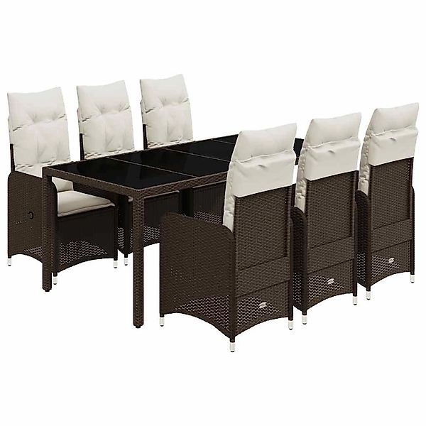 vidaXL 7-Tlg Garten-Bistro-Set mit Kissen Braun Poly Rattan 3277069 günstig online kaufen