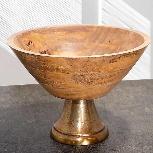 Antikas Wanddekoobjekt Obstschale, rund, Holz, Aluminiumfuss, günstig online kaufen
