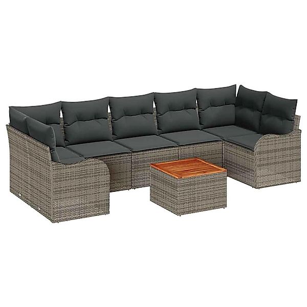 vidaXL Garten-Sofa-Set 8-Tlg Grau Poly Rattan 3347419 günstig online kaufen