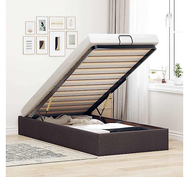 vidaXL Bett, Ottoman-Bett ohne Matratze Dunkelbraun 100x200 cm Stoff günstig online kaufen