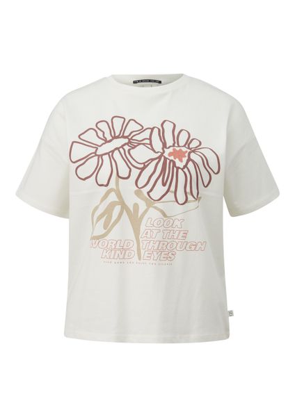 QS Kurzarmshirt T-Shirt Baumwollshirt mit überschnittener günstig online kaufen