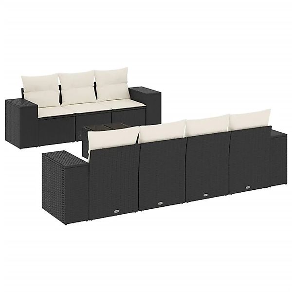 vidaXL 8-Tlg Garten-Sofagarnitur mit Kissen Schwarz Poly Rattan 3222325 günstig online kaufen